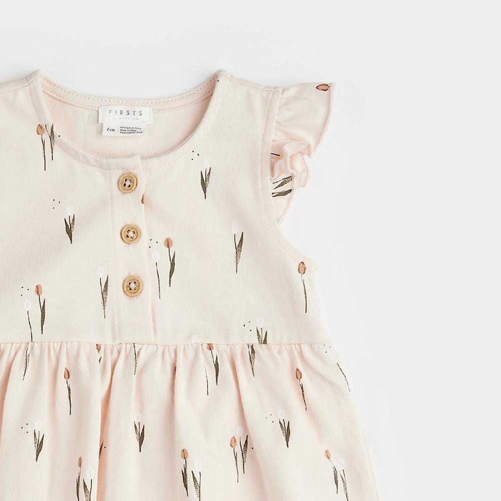 Petit Lem Romper Dress - Tulips/Light Pink By PETIT LEM Canada -