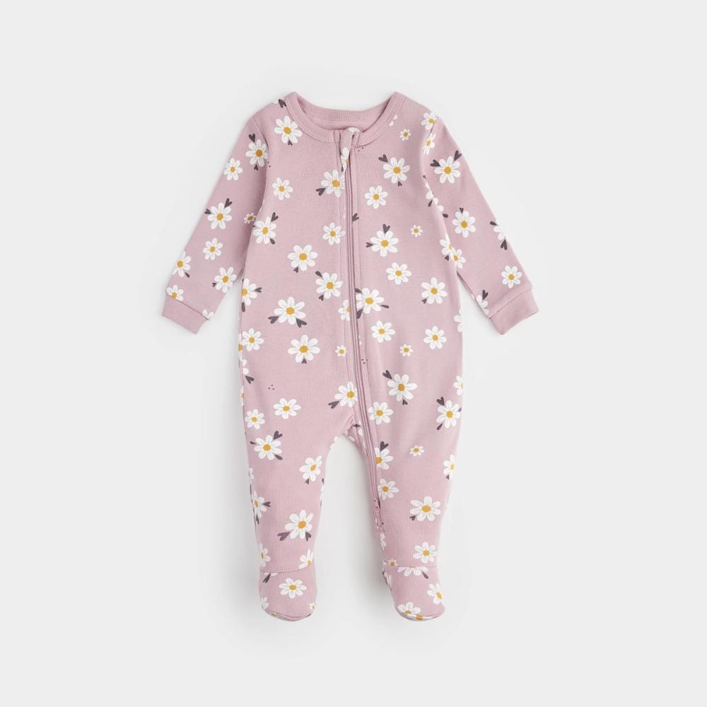 Petit Lem Zipper Sleeper - Daisy Print/Mauve By PETIT LEM Canada -