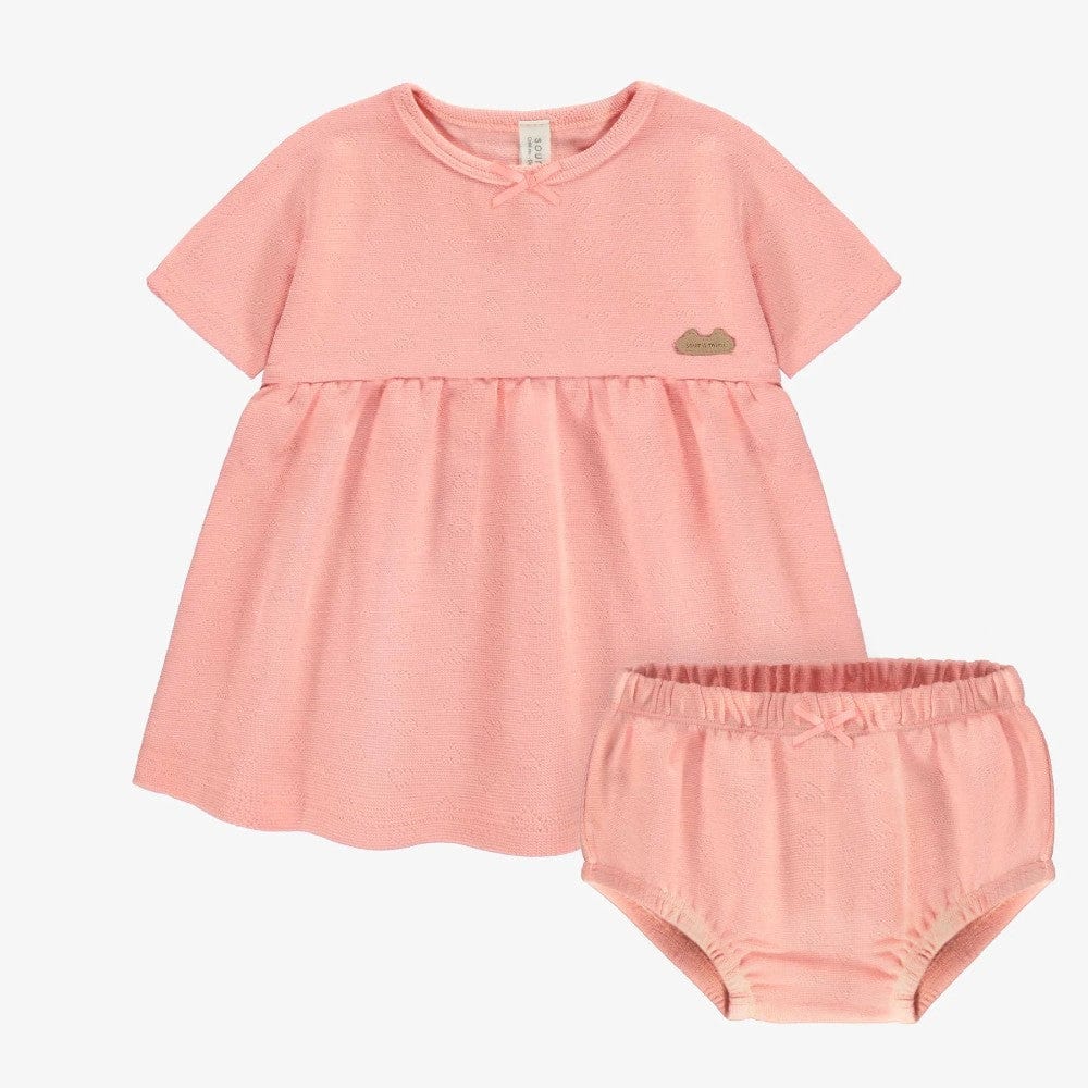 Souris Mini Baby Girls Dress with Bloomer - Peach By SOURIS MINI Canada -