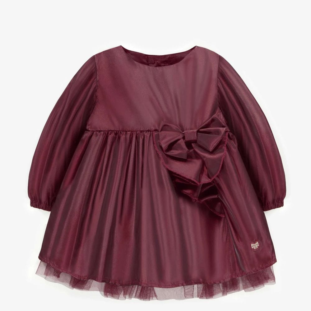 Souris Mini Baby Girls Red Long Sleeve Taffeta Dress By SOURIS MINI Canada -
