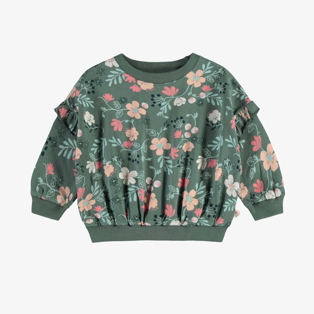 Souris Mini Loose Fit Sweater - Green Floral By SOURIS MINI Canada -