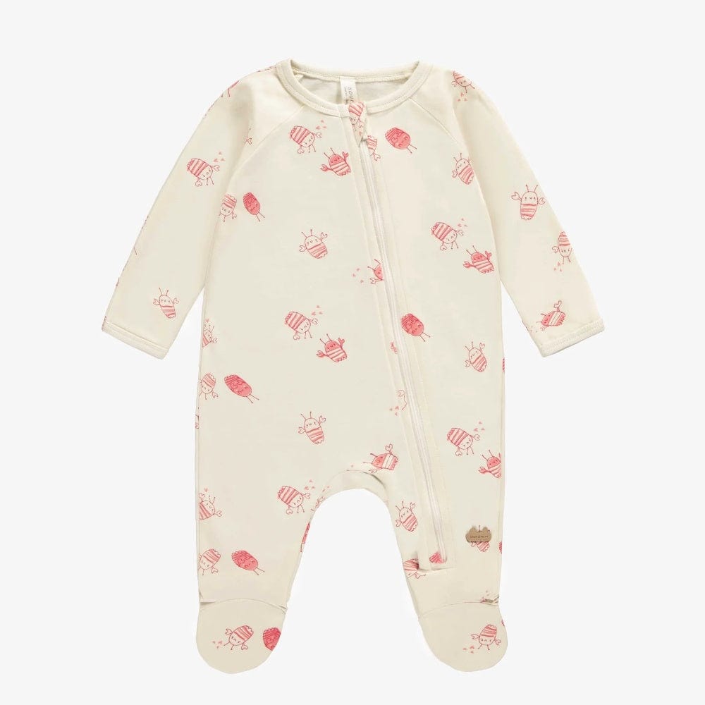 Souris Mini Organic Jersey Sleeper - Cream with Pink Lobsters By SOURIS MINI Canada -