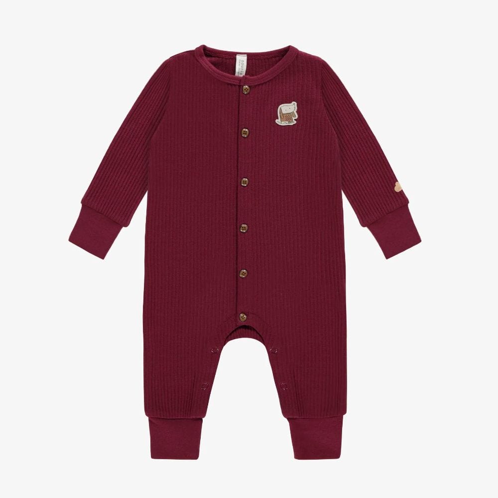 Souris Mini Red One-Piece Ribbed Pajama By SOURIS MINI Canada -
