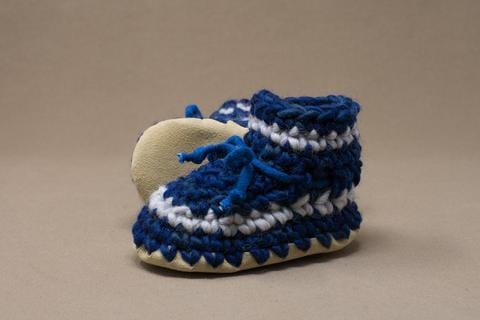 DENIM STRIPE Padraig Baby Crocheted Slipper ( 3 to 12 Months) By PADRAIG Canada - 35512