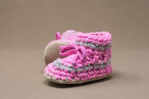 PINK STRIPE Padraig Baby Crocheted Slipper ( 3 to 12 Months) By PADRAIG Canada - 35513