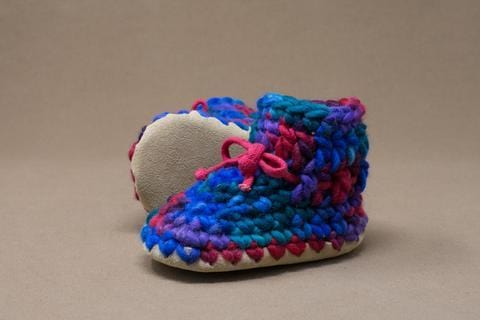 RED MULTI Padraig Kids Crocheted Slipper B7 ( 2-3 Years) By PADRAIG Canada - 35529