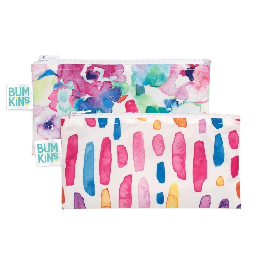 Bumkins Snack Bag Small | 2 Pack | Watercolour Floral By BUMKINS Canada - 41222
