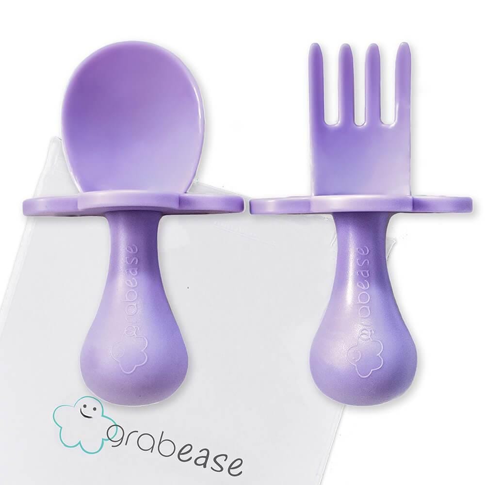 GRABEASE FORK & SPOON SET - LAVENDER | Jump! The BABY Store