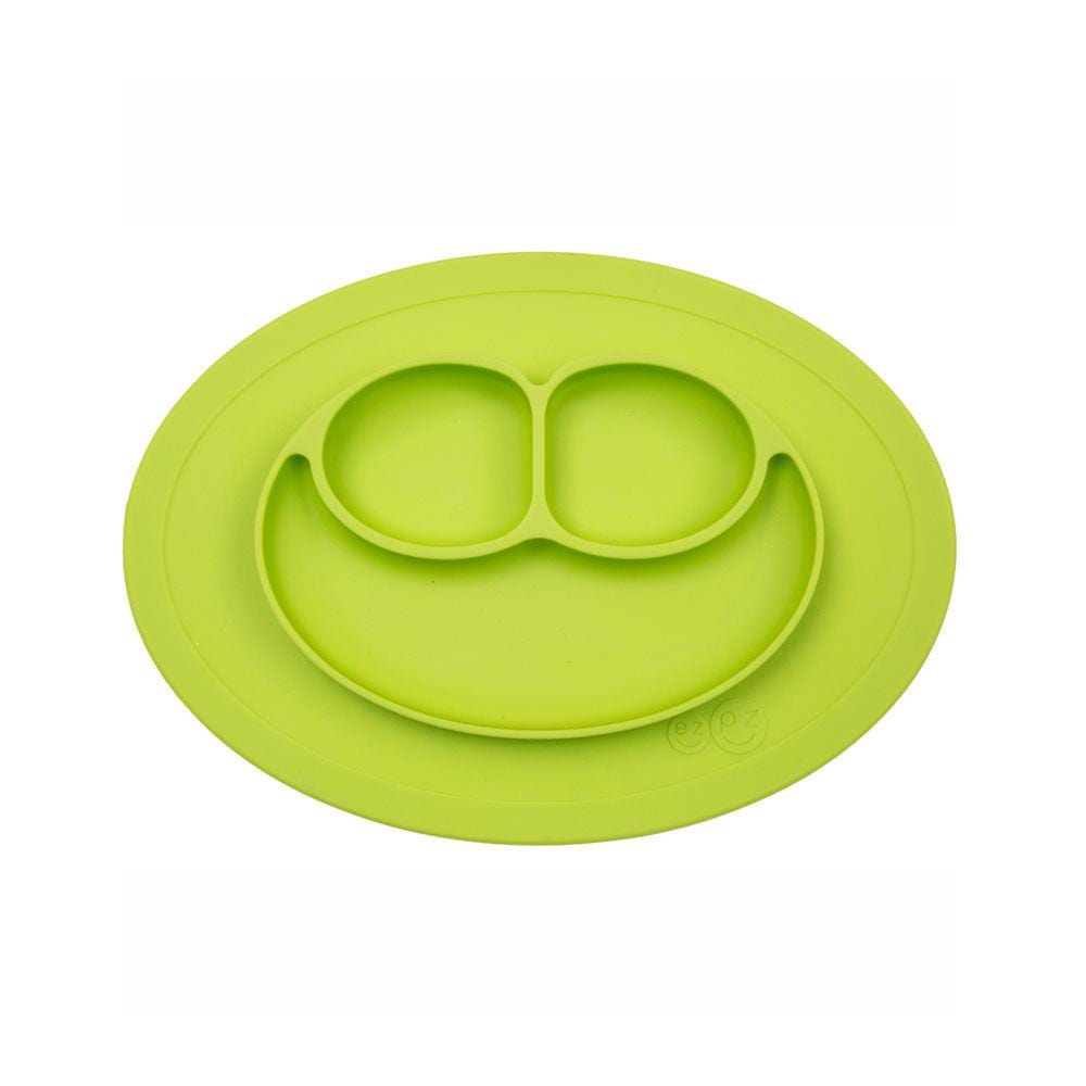 Lime green ezpz suction meal tray that has 3 individual compartments