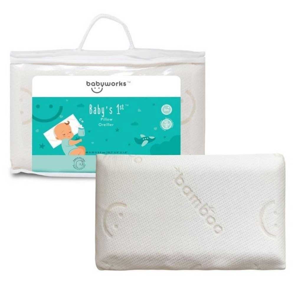 Baby Works 1st Pillow made of memory foam comes with Bamboo Cover