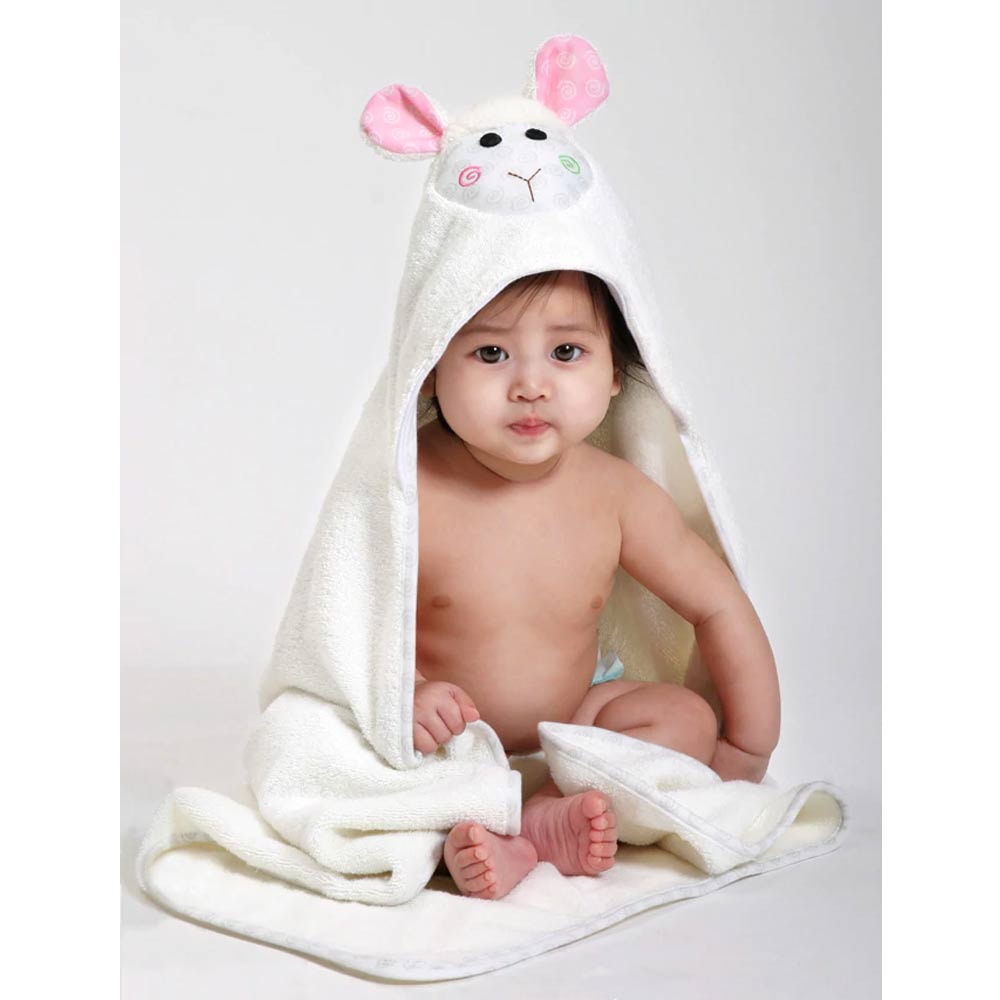 Zoochini Hooded Baby Towel | Lola the Lamb By ZOOCCHINI Canada - 51431