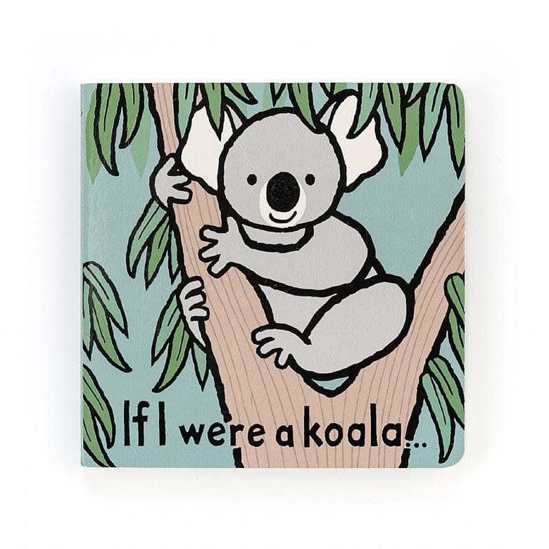 Square book with a koala holding onto a tree.