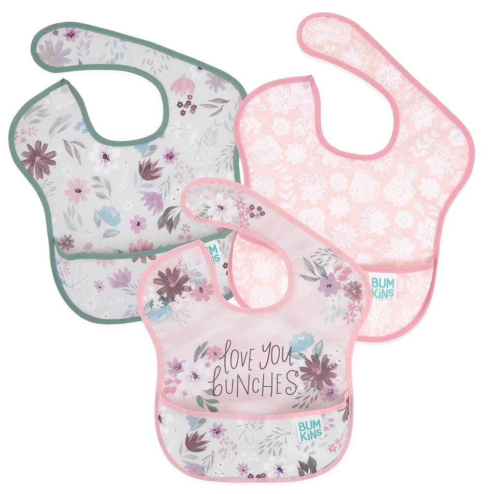 Bumkins 3 Pack Superbib - Floral, Love You Bunches