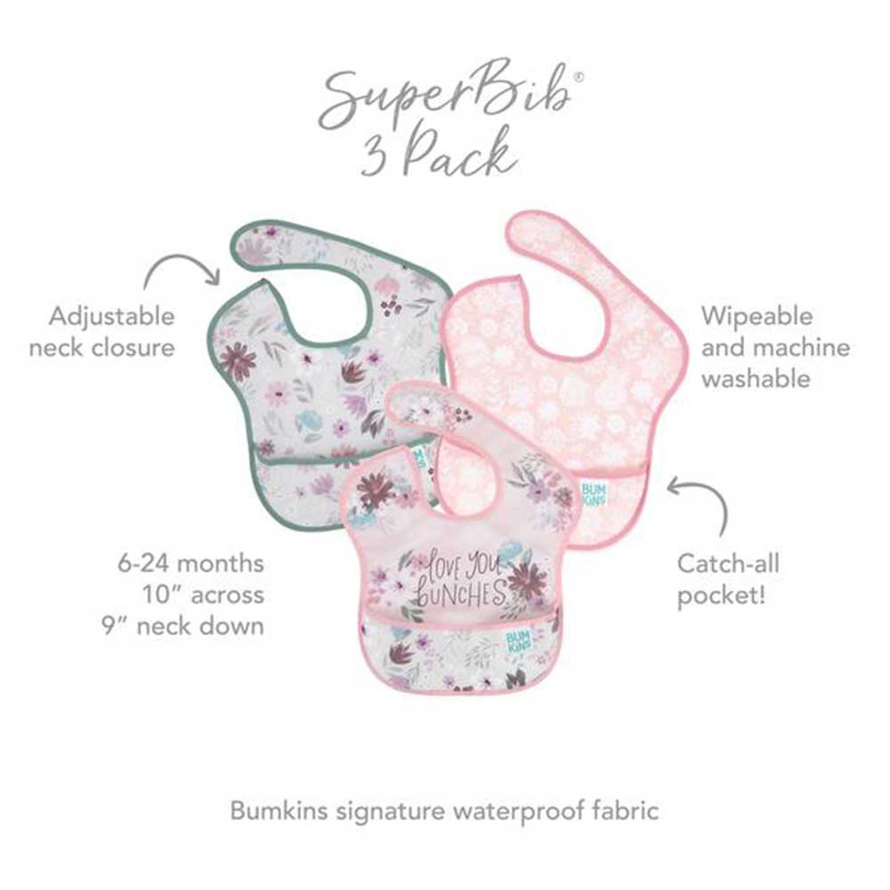 Bumkins 3 Pack Superbib - Floral, Love You Bunches