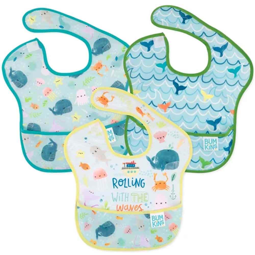 Bumkins 3PK SuperBib, Rolling With the Waves Edition