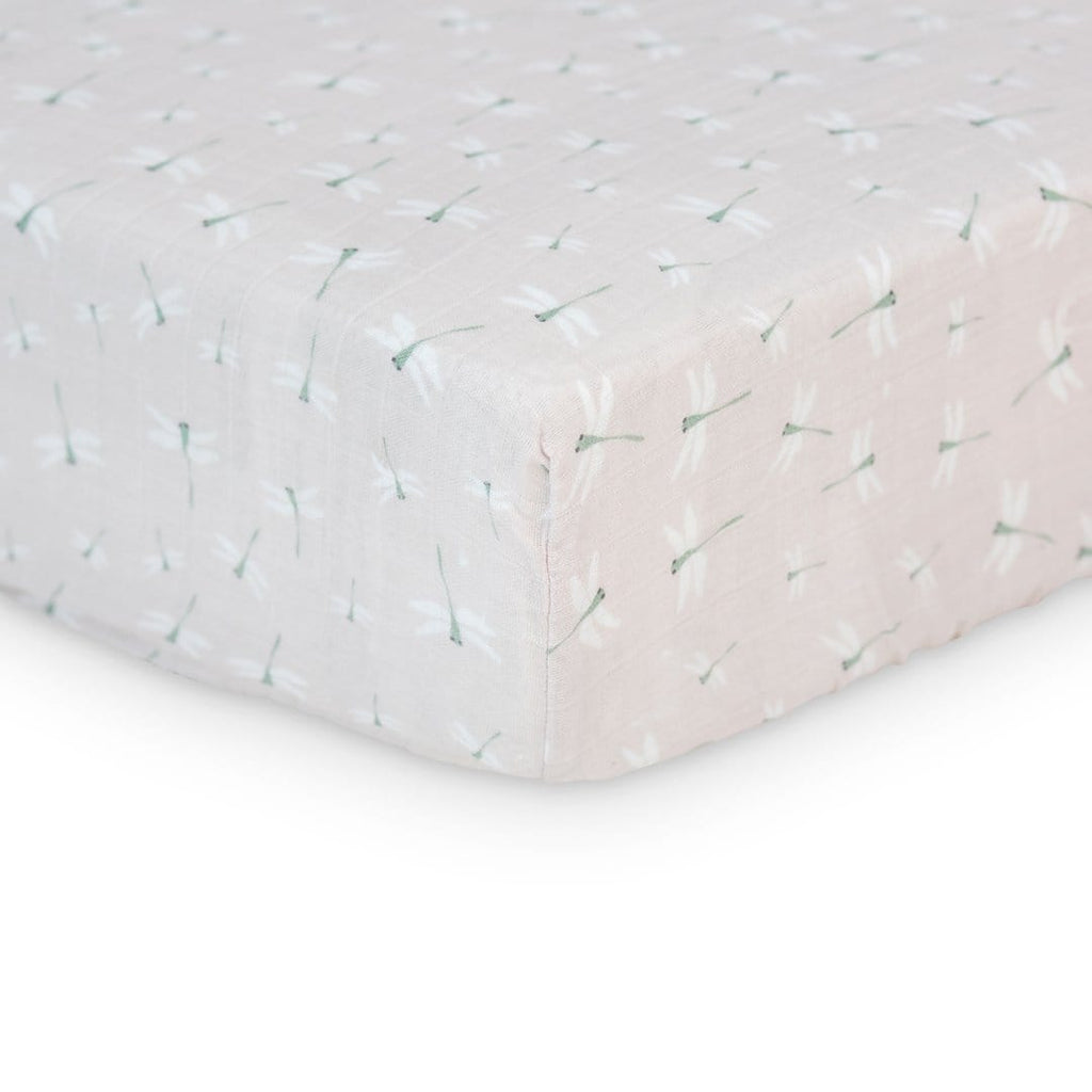 Lulujo Muslin Crib Sheet | Dragonfly