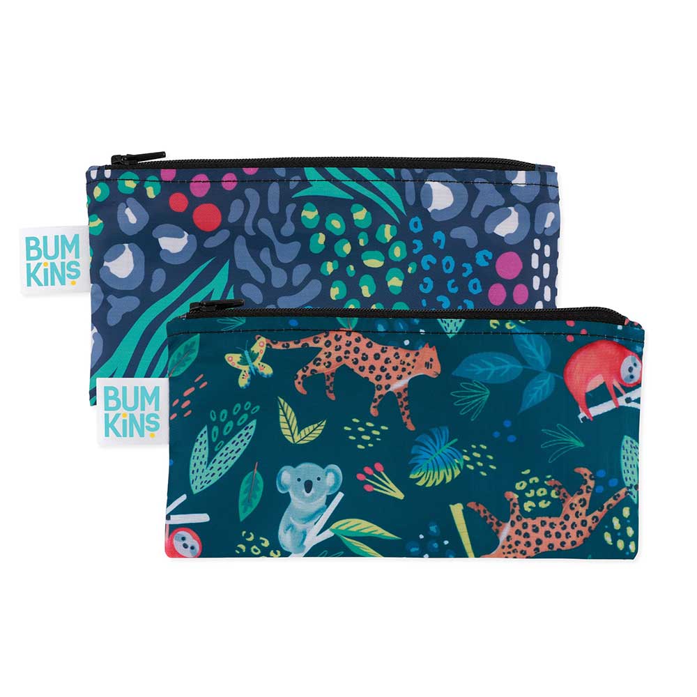 Bumkins 2 Pack Snackbag - Small - All Together Now - Jungle & Animal Prints
