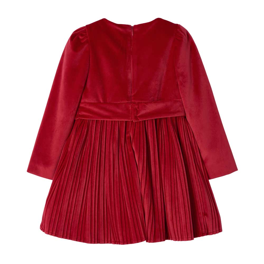 3 Mayoral Girls Pleated Velvet Dress - Red By MAYORAL Canada - 68146