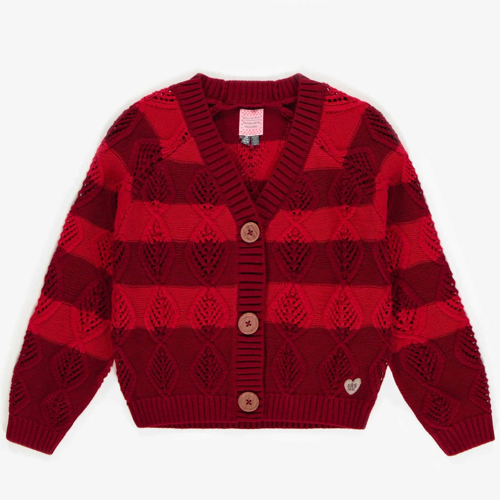 M Souris Mini Knitted Striped Cardigan - Red By SOURIS MINI Canada - 70440