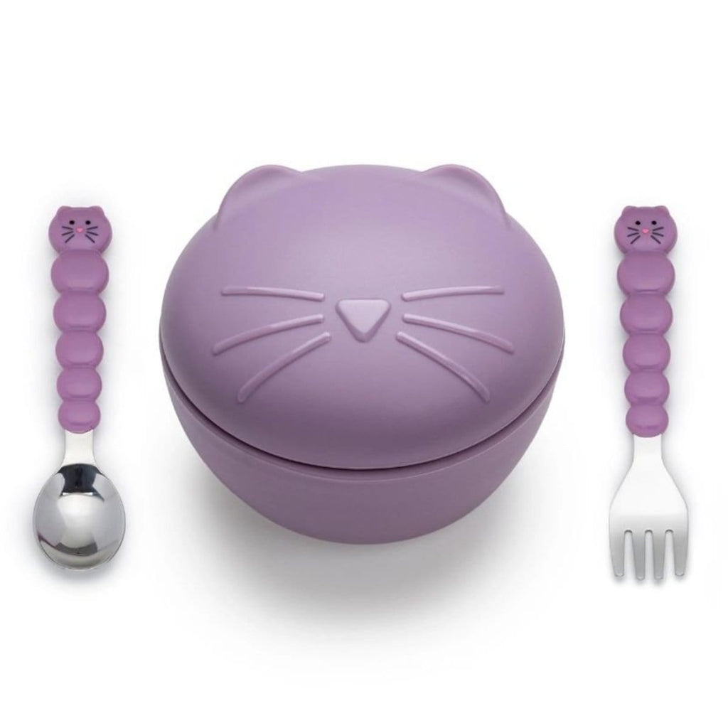 Melii Silicone Animal Bowl with Lid and Utensils - Cat By MELII Canada - 72382