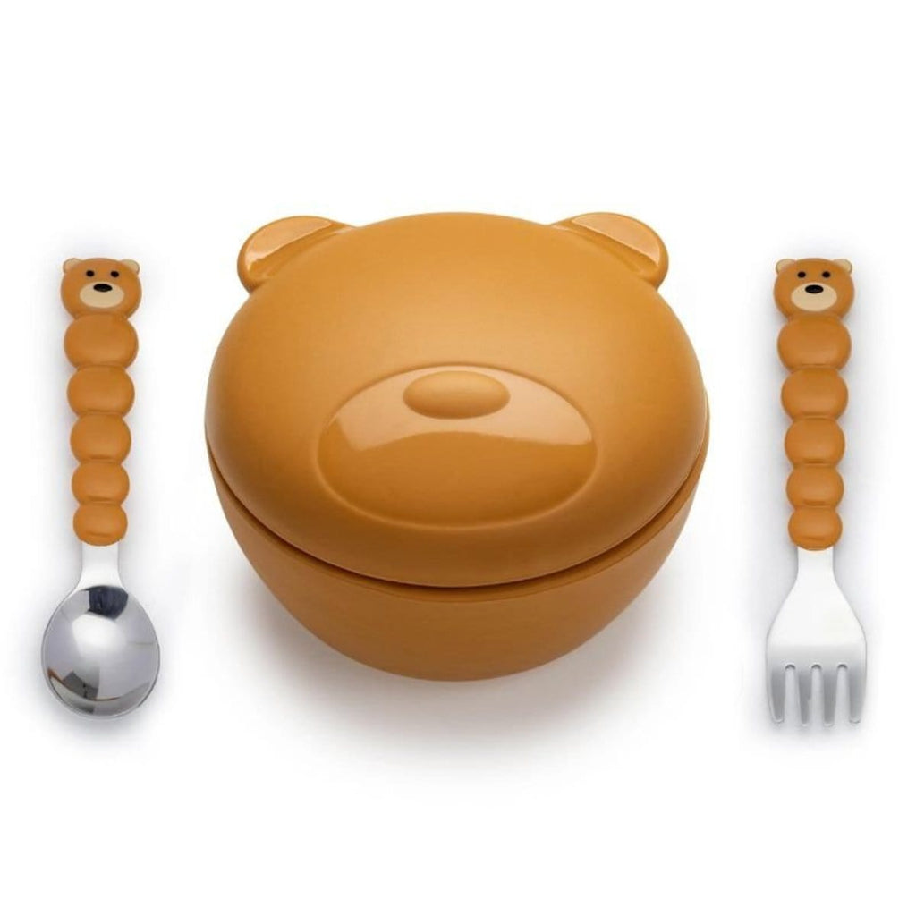 Melii Silicone Animal Bowl with Lid and Utensils - Bear By MELII Canada - 72383