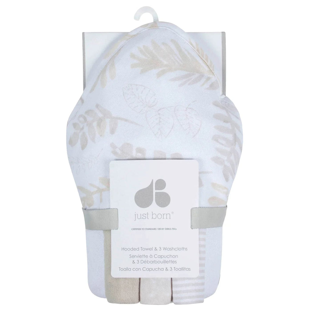 Just Born 4 Piece Hooded Towel Set - Natural Leaves By JUST BORN Canada - 72406