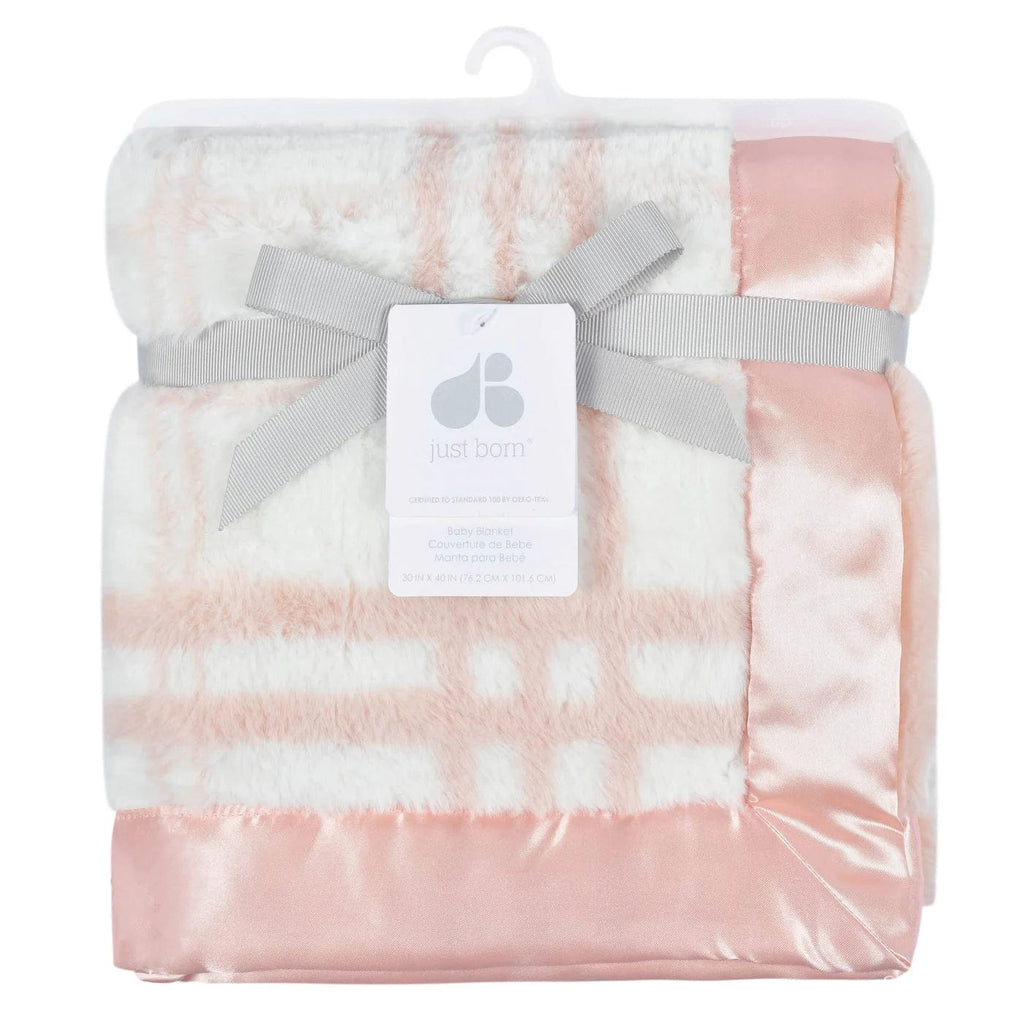 Just Born Plush Blanket - Pink Plaid By JUST BORN Canada - 72409