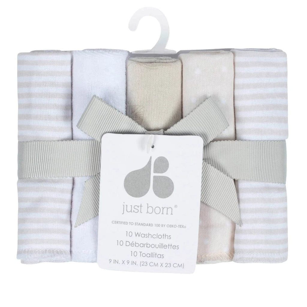 Just Born 10 Pack Washcloths - Natural Leaves By JUST BORN Canada - 72427