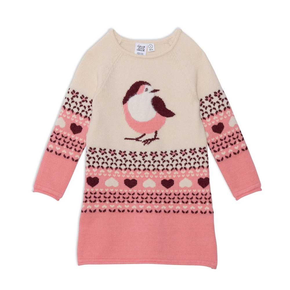 Deux Par Deux Knitted Long Sleeve Bird Sweater Dress By DEUX PAR DEUX Canada -