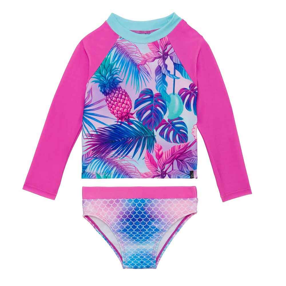 Buy PINK N' PROPER Nerida Tropical Long Sleeve Rash Guard Zip Up 2 Piece  Swimwear Set in Pink Navy in Pink 2024 Online