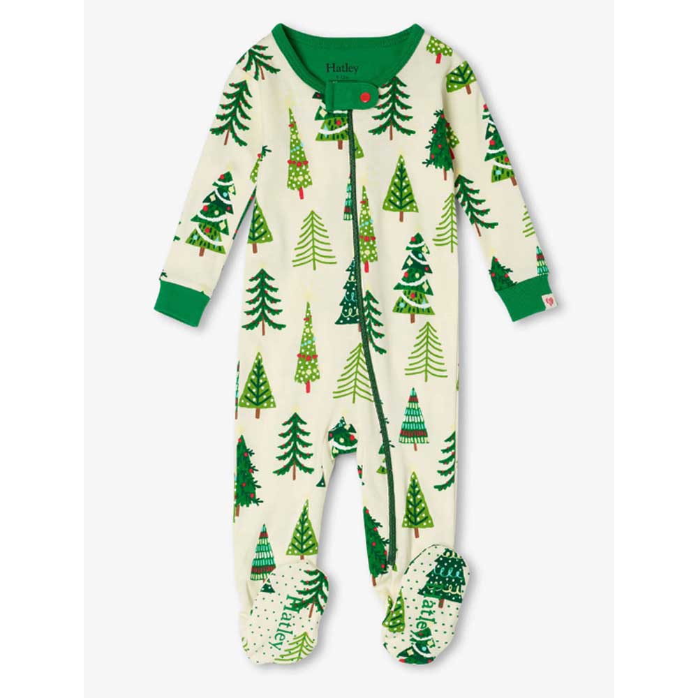 Hatley Footed Coverall - Christmas Trees Glow In The Dark By HATLEY Canada -