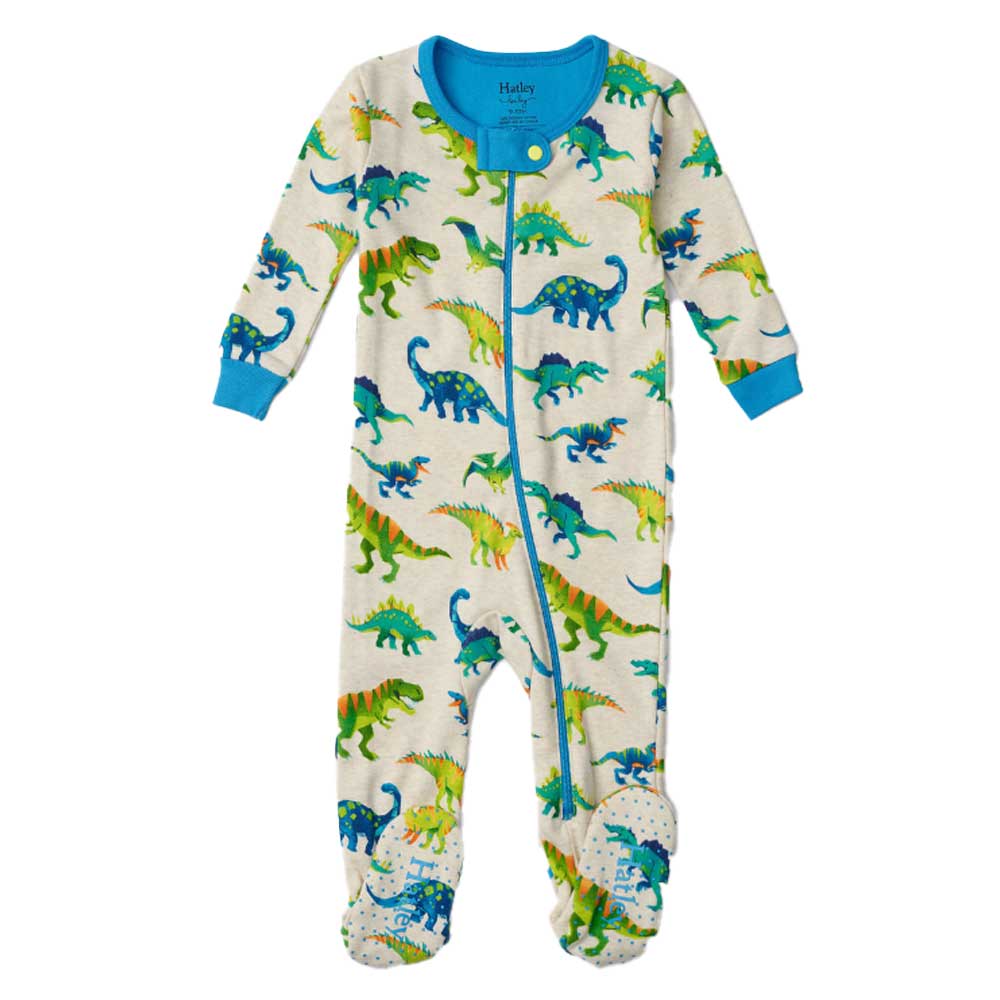 Hatley Organic Cotton Footed Coverall - Colourblock Dino By HATLEY Canada -