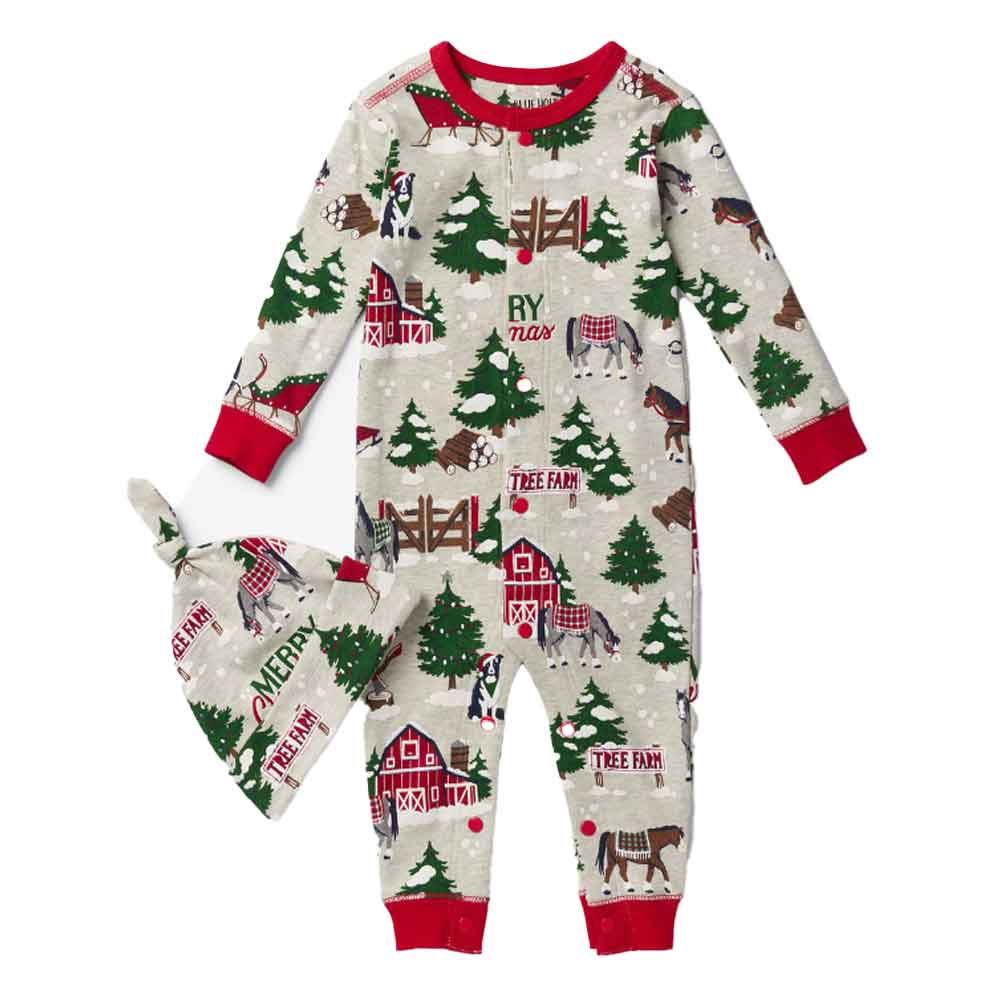 Little Blue House Baby Coverall with Hat - Country Christmas By LITTLE BLUE HOUSE Canada -
