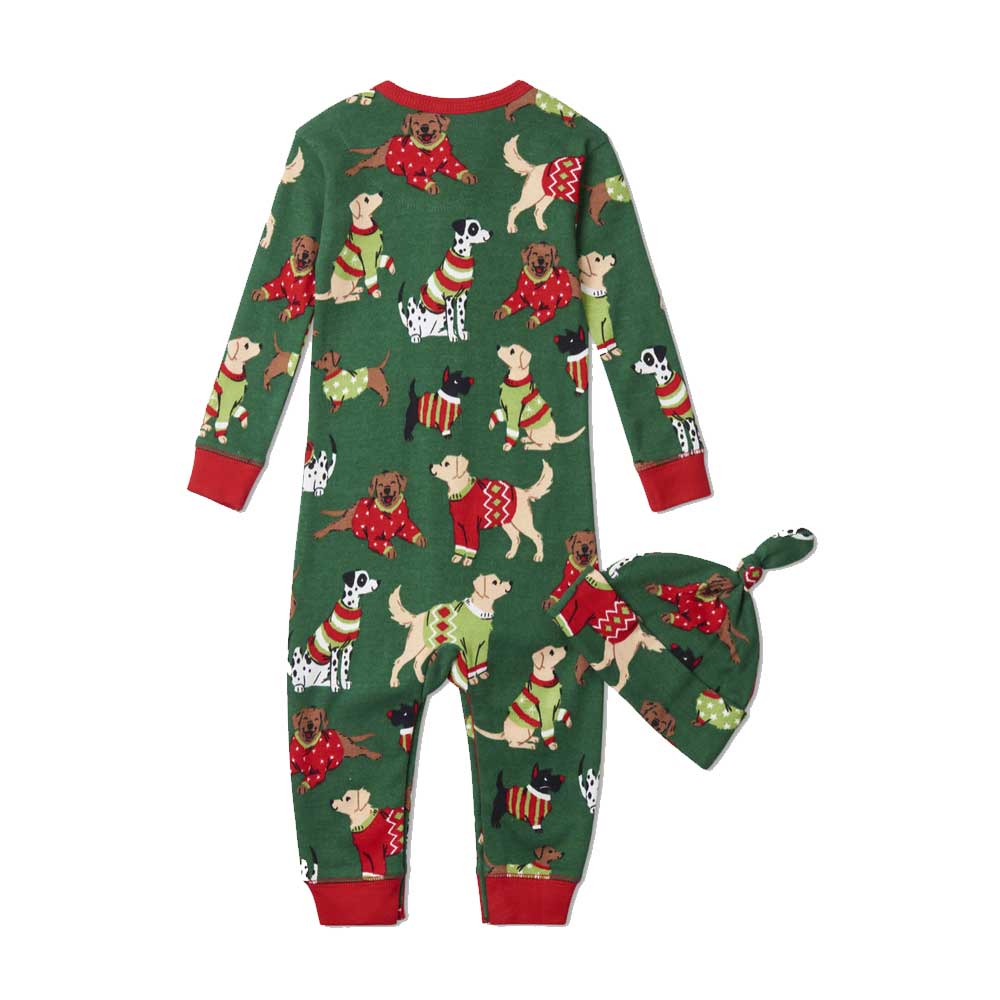Little Blue House Coverall & Hat Set | Green Woofing Xmas