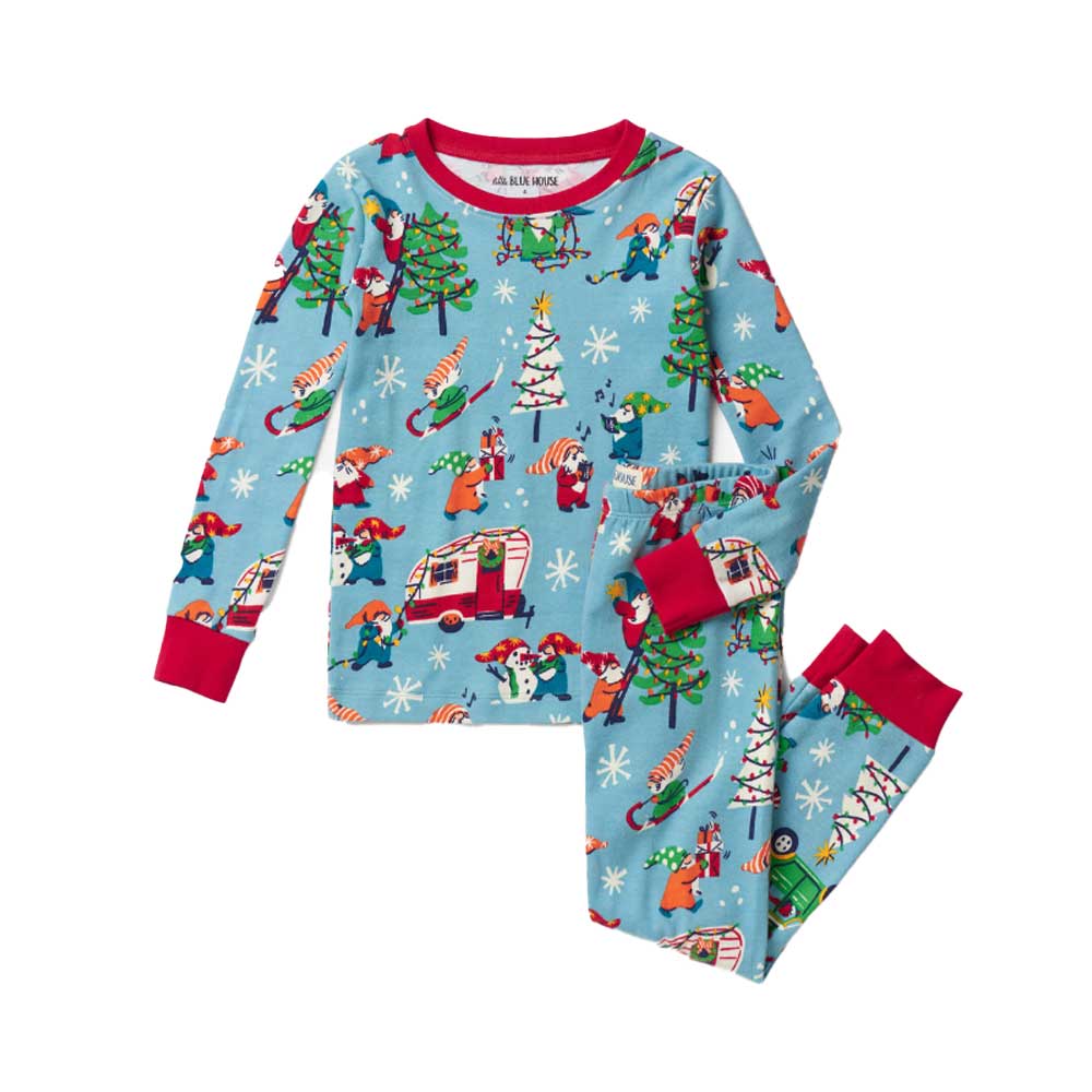 Little Blue House Kids Pajama Set - Blue Gnome for the Holidays By LITTLE BLUE HOUSE Canada -
