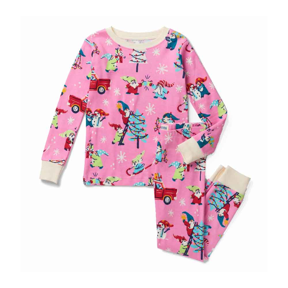 Little Blue House Kids Pajama Set - Pink Gnome for the Holidays By LITTLE BLUE HOUSE Canada -