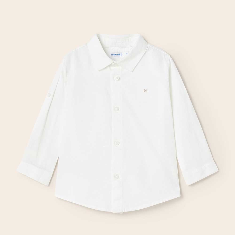 Mayoral Baby Boy Basic Linen Shirt Blanco Ships from Ontario