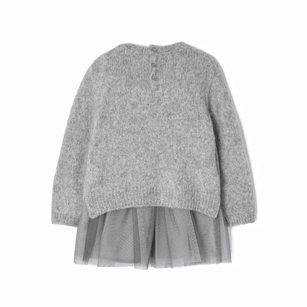 Mayoral Baby Girl Knitted Dress with Tulle Skirt - Grey By MAYORAL Canada -