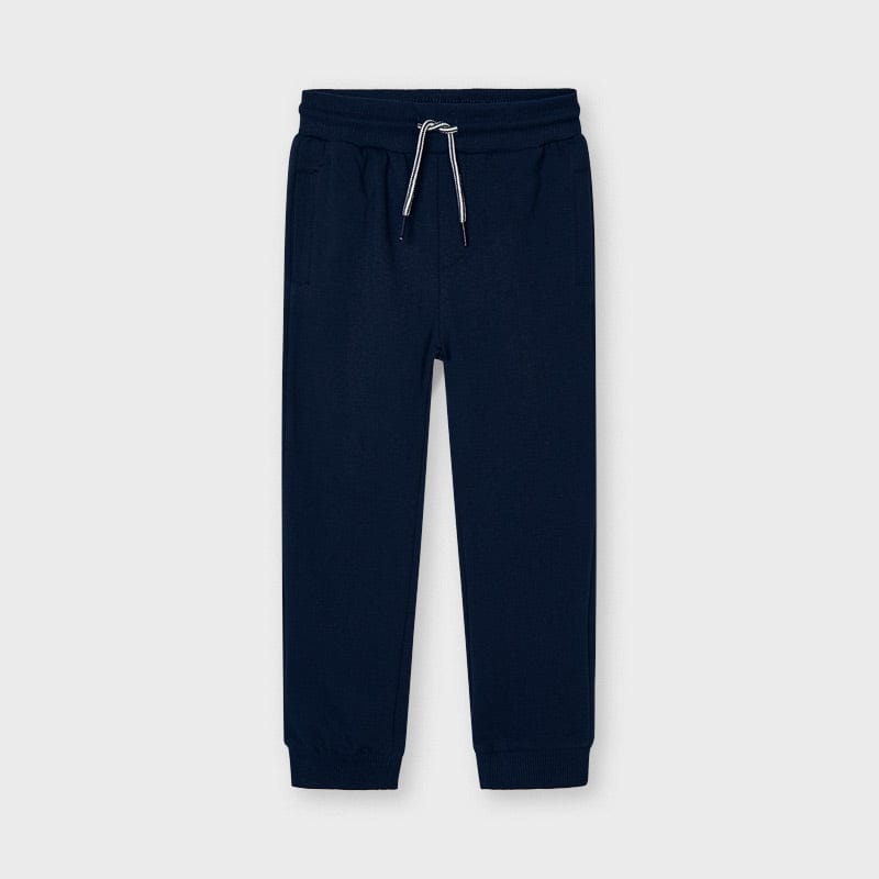 Mayoral's fleece joggers in navy with an elasticated waistband and adjustable drawstring.