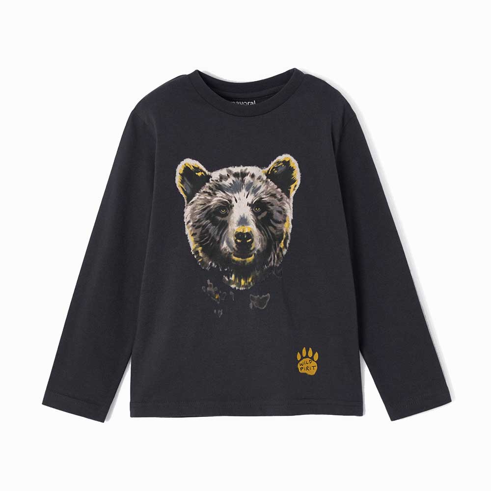 Mayoral Boys Long Sleeve Bear T-shirt - Carbon By MAYORAL Canada -