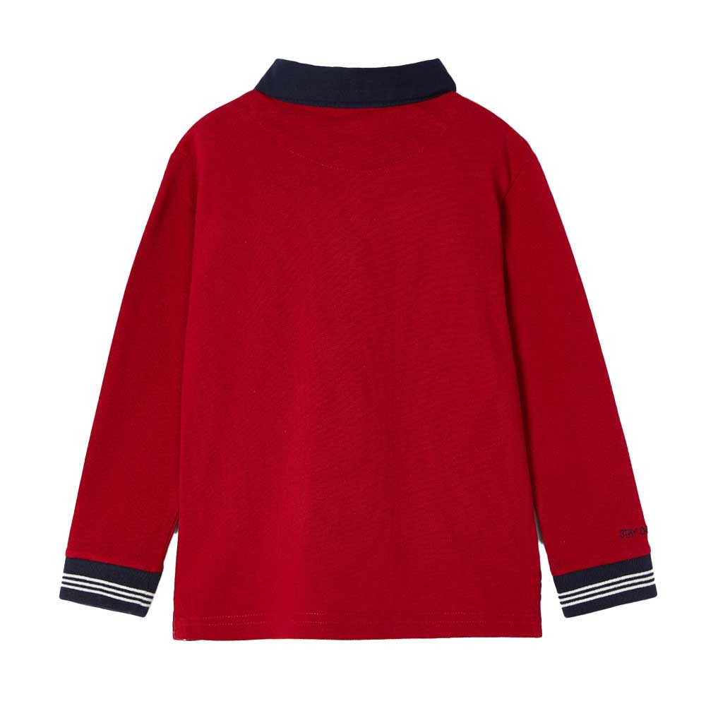 Mayoral Boys Long Sleeve Contrasting Polo Shirt - Red By MAYORAL Canada -