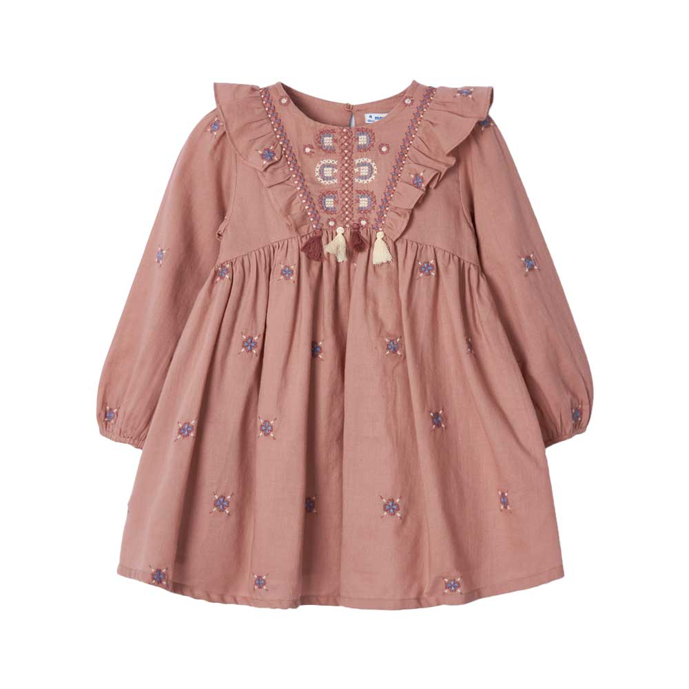 Mayoral Girls Embroidered Dress - Nude By MAYORAL Canada -