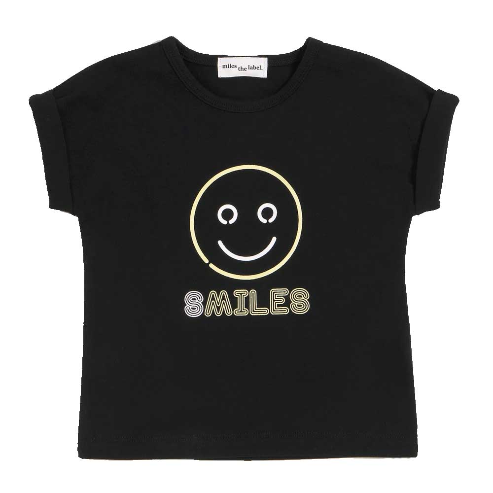 Miles Girl's Smiles Tee - Black By MILES THE LABEL Canada -