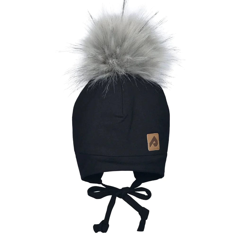 Perlimpinpin Tuque with Ears and Pompom - Black By PERLIMPINPIN Canada -