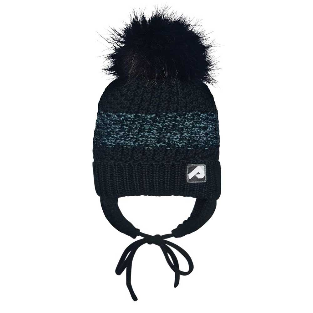 Perlimpinpin Winter Hat With Ears and Removable Pompom - Black/Light Grey