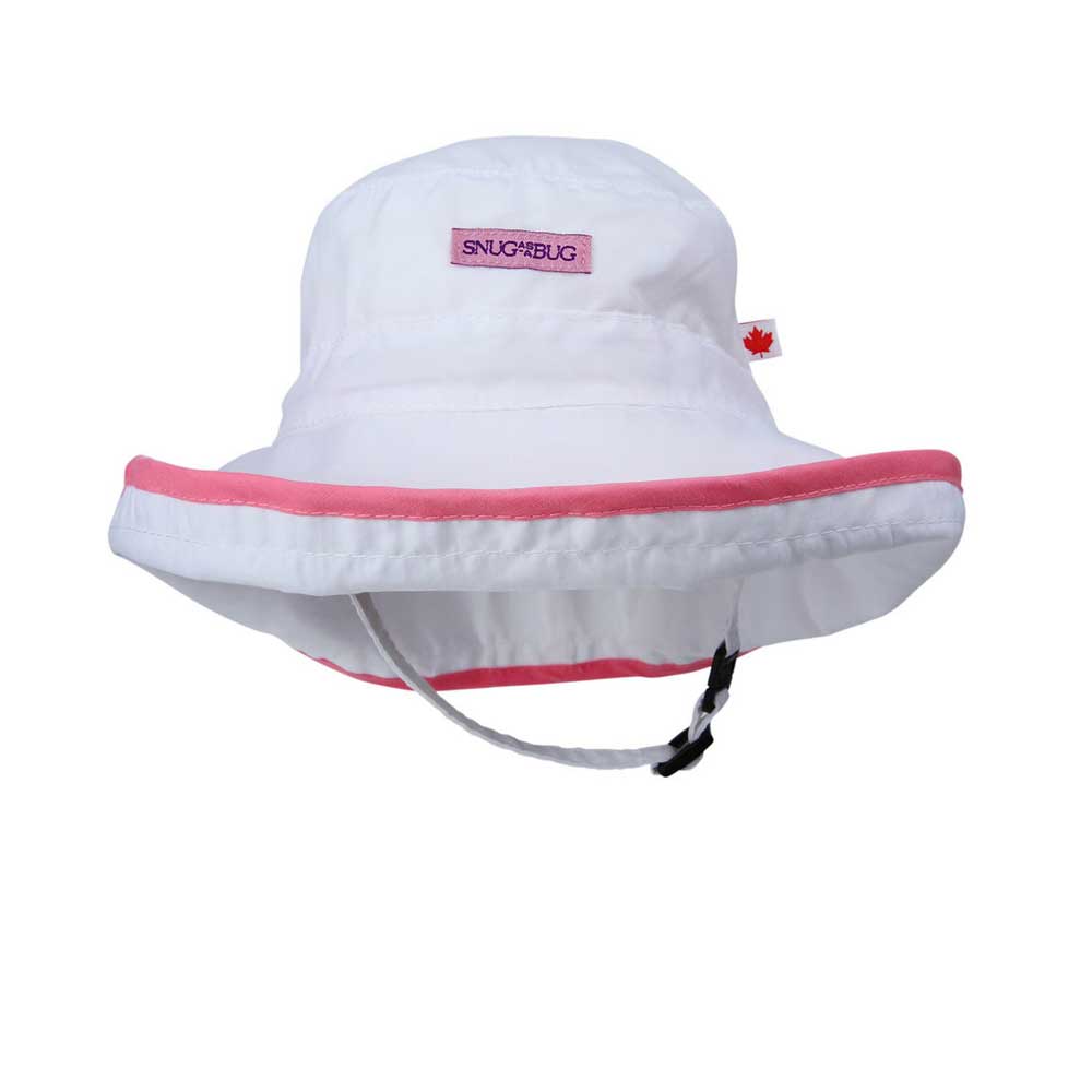 Snug As A Bug UPF 50 Adjustable Sun Hat - White/Pink By SNUG AS A BUG Canada -