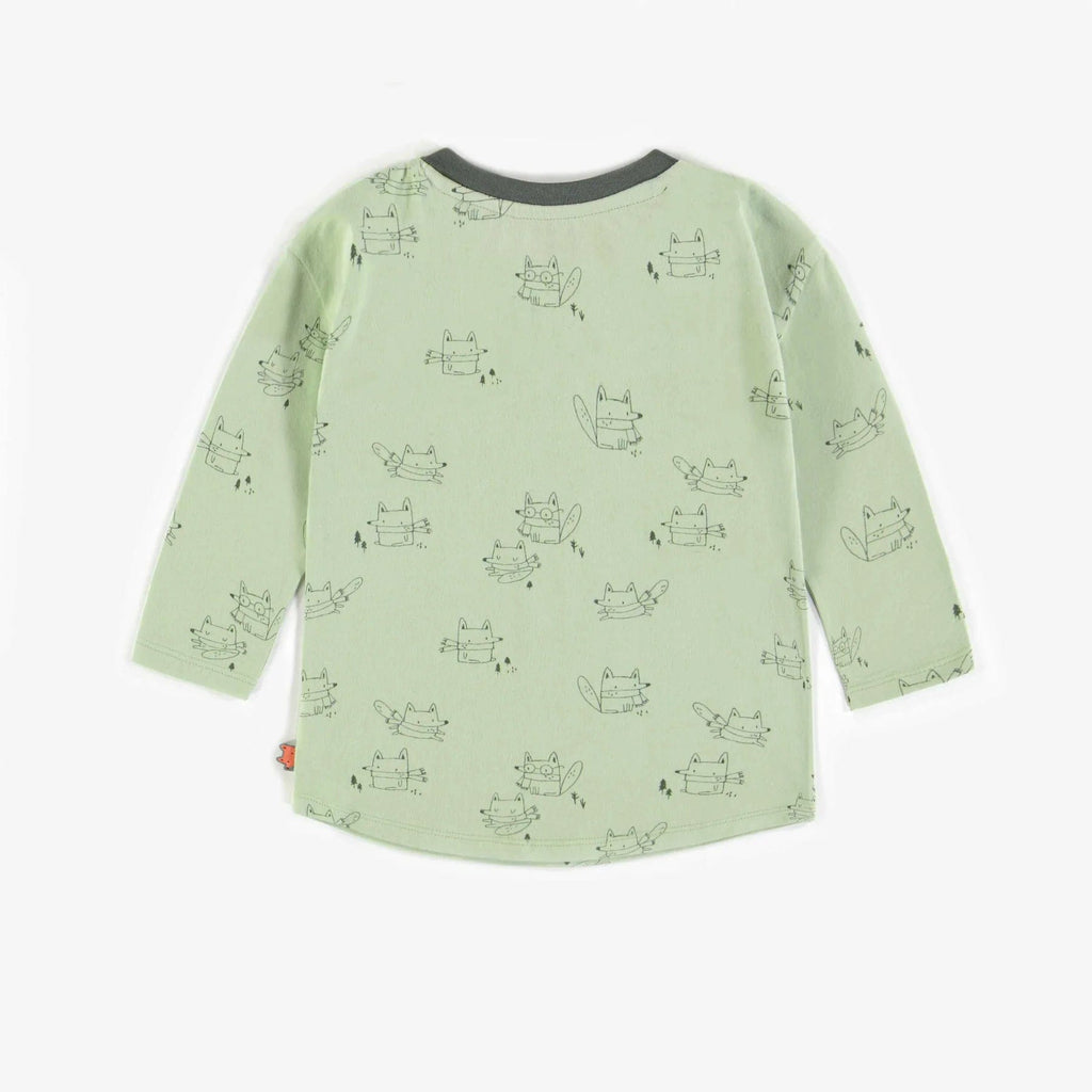 Souris Mini Baby Boy T-shirt with Henley Collar - Green By SOURIS MINI Canada -
