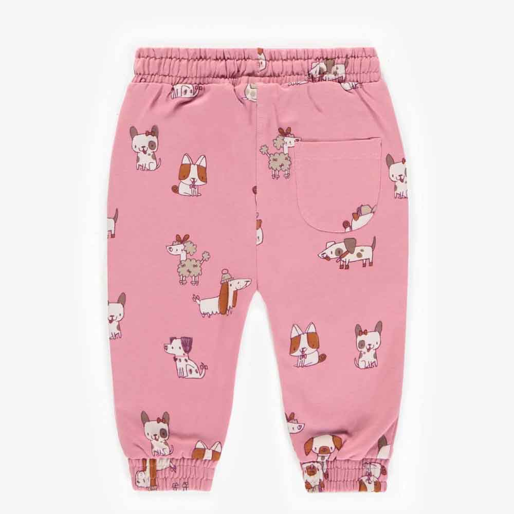 Souris Mini Baby Girl Dog Patterned Jog Pants - Pink By SOURIS MINI Canada -