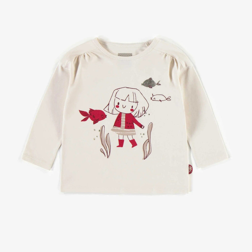 Souris Mini Baby Girl Long Sleeve T-shirt - Cream By SOURIS MINI Canada -