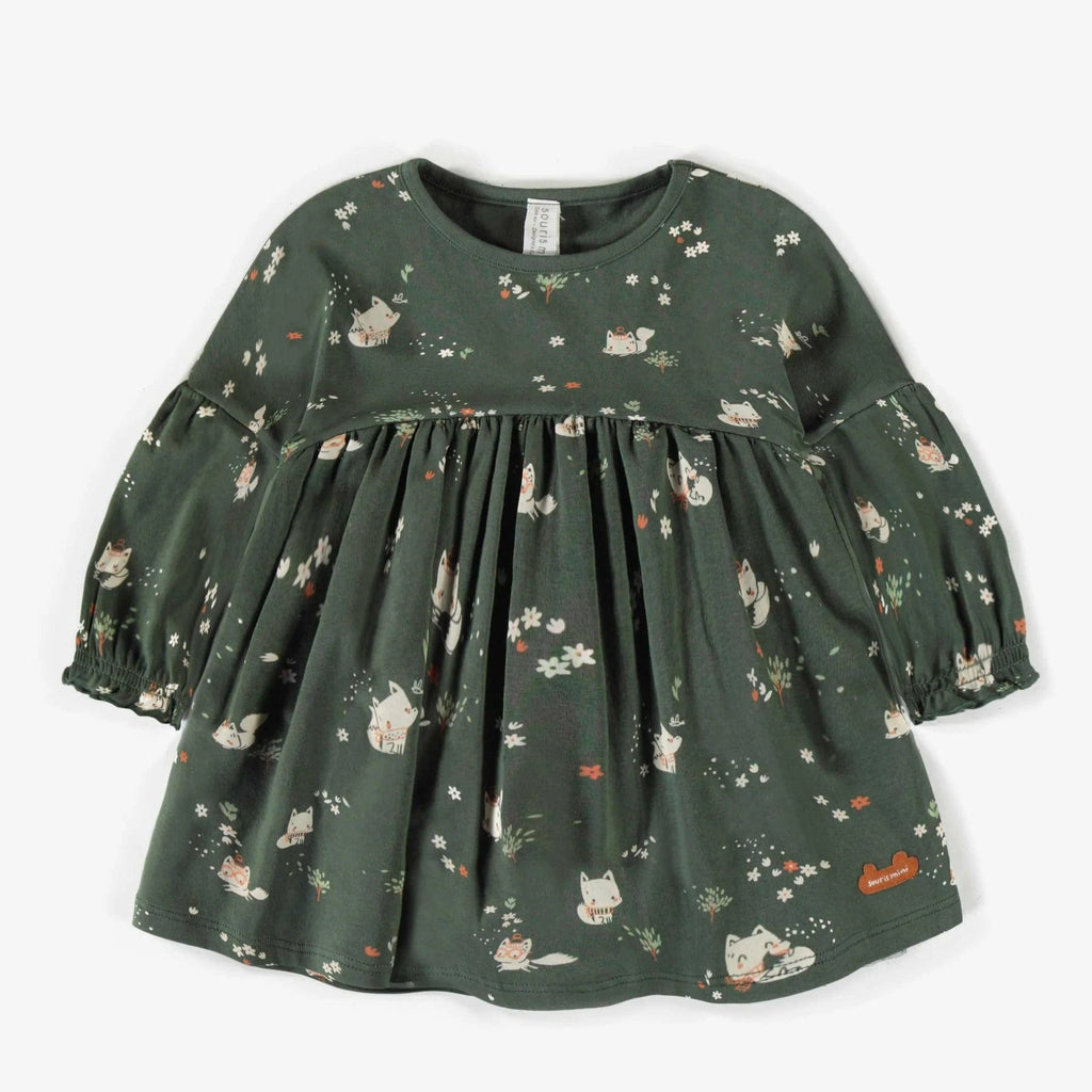 Souris Mini Baby Girl Printed Bodysuit Dress - Green By SOURIS MINI Canada -